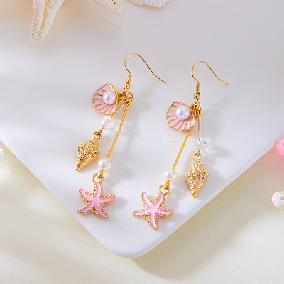 Alloy Plastic Imitation Pearl Dangle Earrings FS-WGA0CA5-01-1