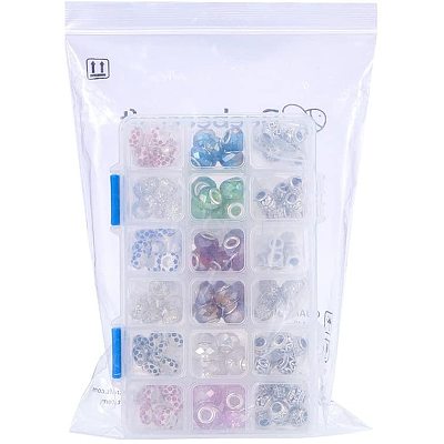 Brass & Alloy Rhinestone & Glass European Beads MPDL-NB0001-02-1