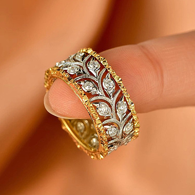 Brass Micro Pave Clear Cubic Zirconia Finger Rings FS-WG88BF1-02-1