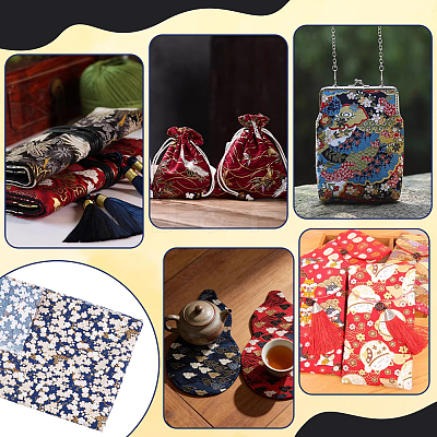 Japanese-style Cotton Sakura Pattern Fabric for Clothing & Decor DIY-WH0622-738-1