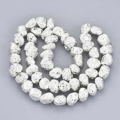 Electroplated Natural Lava Rock Beads Strands G-S352-29S-1
