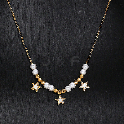 Imitation Pearl Beaded Star Pendant Necklaces ID0009-1