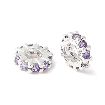 Brass Micro Pave Cubic Zirconia Beads KK-A253-11S-01-1