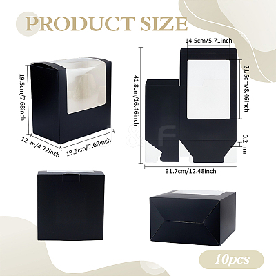 Foldable Cardboard Gift Cap Storage Boxes with Clear PVC Window CON-WH0099-66A-1