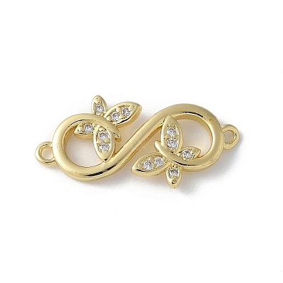 Brass Micro Pave Clear Cubic Zirconia Connector Charms KK-Q044-01E-G-1