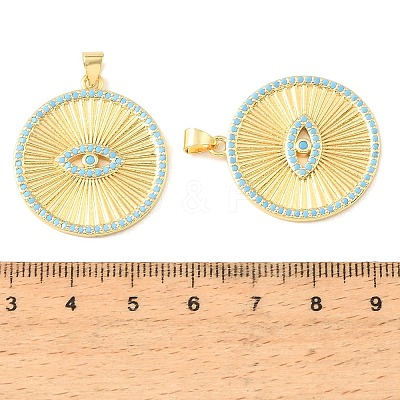 Brass Micro Pave Sky Blue Cubic Zirconia Pendants CU-CBA6938-06G-02-1