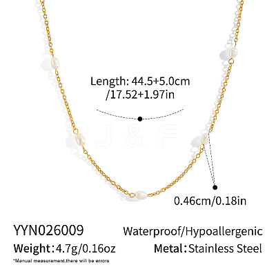 304 Stainless Steel and Imitation Pearl Beaded Chain Necklaces for Women HP4022-1