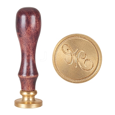 DIY Letter Scrapbook Brass Wax Seal Stamps and Wood Handle AJEW-P068-C03-1