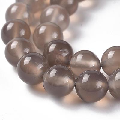 Natural Grey Agate Bead Strands X-G-R193-12-8mm-1