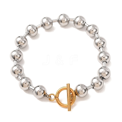 201 Stainless Steel Round Beaded Bracelets for Women SA-CBA2E59-04P-1
