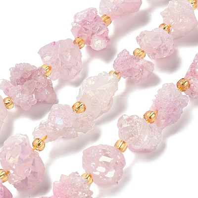 Electroplated Natural Druzy Agate Beads Strands G-G289-02A-1