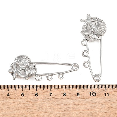 Shell Shape 304 Stainless Steel Safety Pins Brooch Findings SA-CBA098D-16J-P03-1