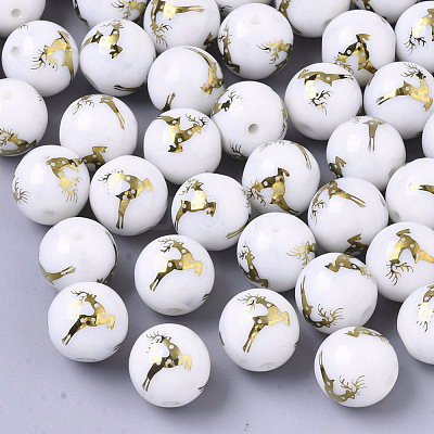 Christmas Opaque Glass Beads X-EGLA-R113-03C-1