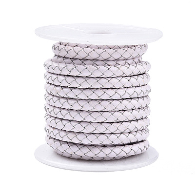 Braided Cowhide Leather Cord NWIR-N005-01R-4mm-1