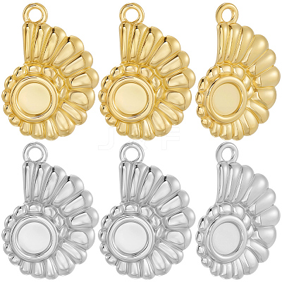 12Pcs 2 Colors 304 Stainless Steel Pendant Cabochon Settings STAS-BBC0007-39-1