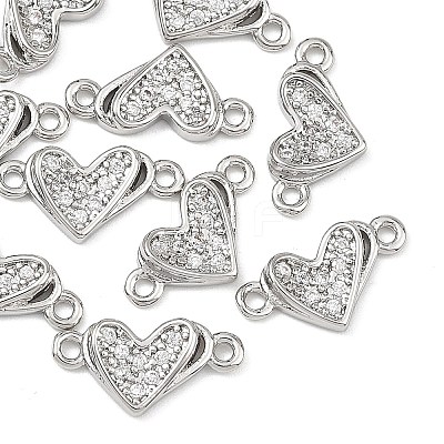 SHEGRACE Brass Micro Pave Clear Cubic Zirconia Connector Charms XGRQ3P860-597P-1