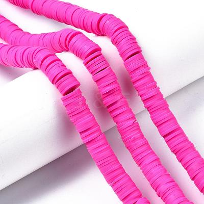 Flat Round Handmade Polymer Clay Beads CLAY-R067-10mm-31-1