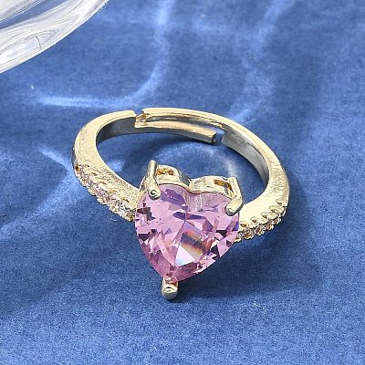 Brass Pave Cubic Zirconia Cuff Open Rings CU-CBA5C10-20G-1