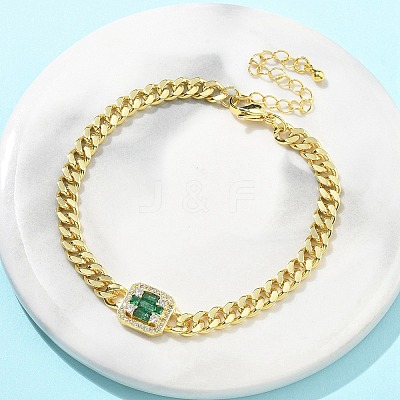 Brass Micro Pave Cubic Zirconia Bracelets BJEW-S158-05G-1