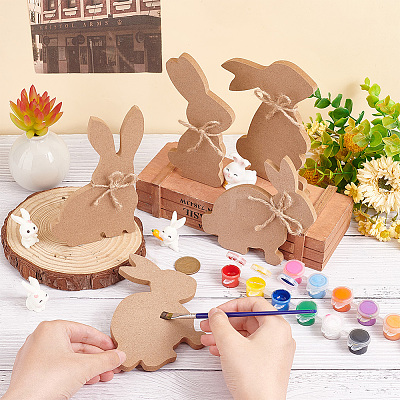 8 Sets 4 Style DIY Easter Wood Pendant Decorations DJEW-OC0001-42-1