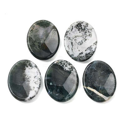 Natural Moss Agate Worry Stone for Anxiety Therapy G-B036-01I-1
