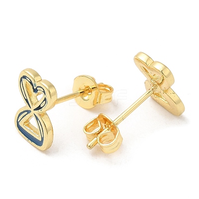 Rack Plating Brass Infinity Heart Stud Earrings with Enamel EJEW-K247-04G-1