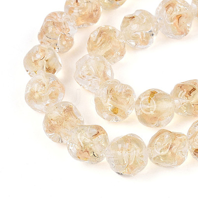 Handmade Gold Foil Glass Beads Strands FOIL-N029-04A-1