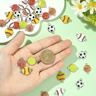 36Pcs 6 Styles Alloy Enamel Connector Charms ENAM-YW0008-07-1