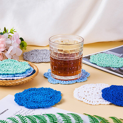 12Pcs 6 Colors Handmade Polyester Cotton Table Mats AJEW-MB0001-08-1