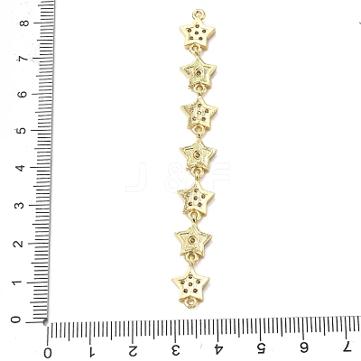 Brass Micro Pave Clear Cubic Zirconia 7 Star Links Connector Charms KK-H539-16G-04-1