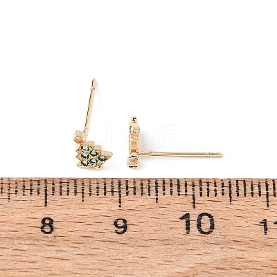 Brass Micro Pave Cubic Zirconia Charistmas Tree Stud Earrings EJEW-L278-09G-1