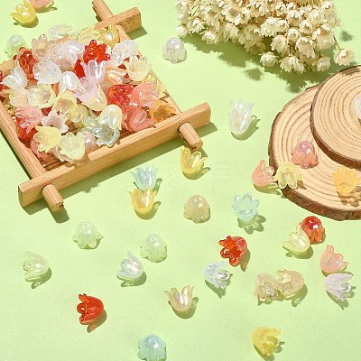 300Pcs 6-Petal Imitation Jelly Acrylic Bead Caps JACR-CJ0001-02-1