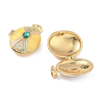 Brass Enamel Locket Pendants KK-F923-01G-1