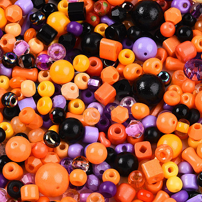 Halloween Theme Glass Seed Beads SEED-N007-13J-1