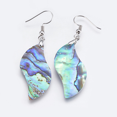 Abalone Shell/Paua Shell Dangle Earrings EJEW-F147-E-1