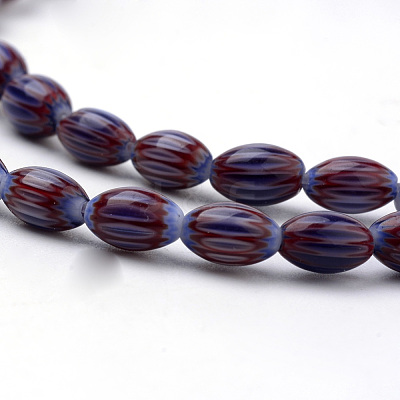 Handmade Chevron Lampwork Beads Strands LAMP-S187-01-1