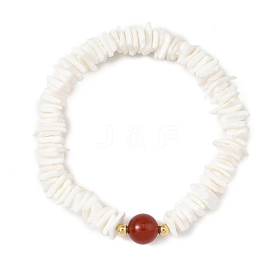 Natural Sea Shell Square Heishi Beads Dangle Earrings and Bracelets SJEW-JS01388-1