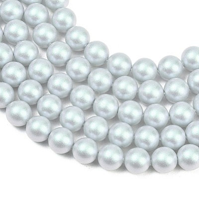Frosted Glass Pearl Beads Strands GLAA-A044-08A-06-1