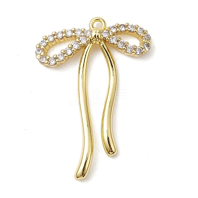 Rack Plating Brass Micro Pave Clear Cubic Zirconia Pendants KK-H463-12G-1