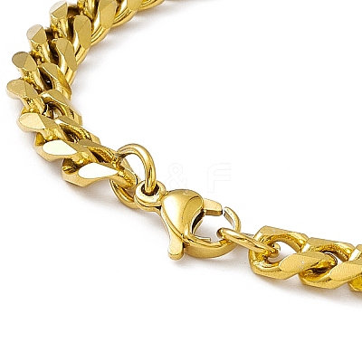 PVD Vacuum Plating 201 Stainless Steel Curb Chain Bracelet with 304 Stainless Steel Clasps for Men Women BJEW-M235-02A-G-1