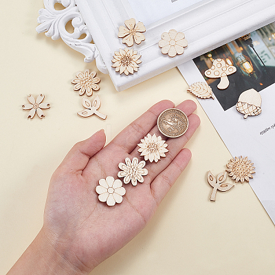 100Pcs Unfinished Wood Piece Decorations WOOD-CJ0001-54-1