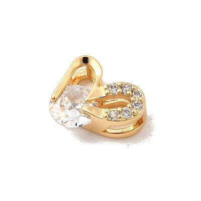 Brass Pave Clear Cubic Zirconia Beads KK-P340-59G-1