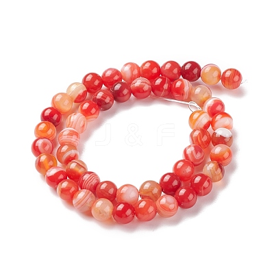 Natural Striped Agate/Banded Agate Bead Strands G-K155-A-8mm-05-1