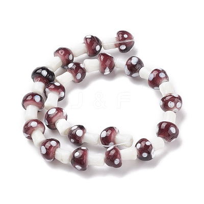 Mushroom Handmade Lampwork Beads Strands LAMP-R116-10-1