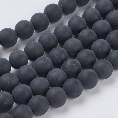 Black Agate Gemstone Beads Strands G-G447-4A-1