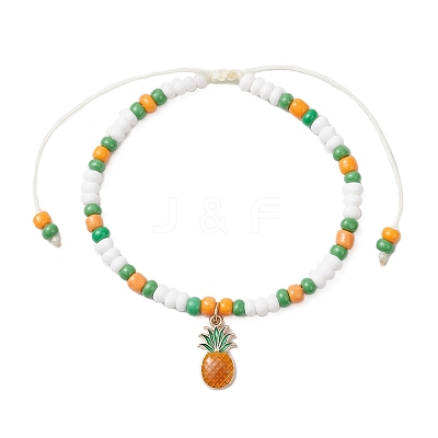 9Pcs Fruit Theme Alloy Enamel Charm Bracelets BJEW-MZ00206-05-1