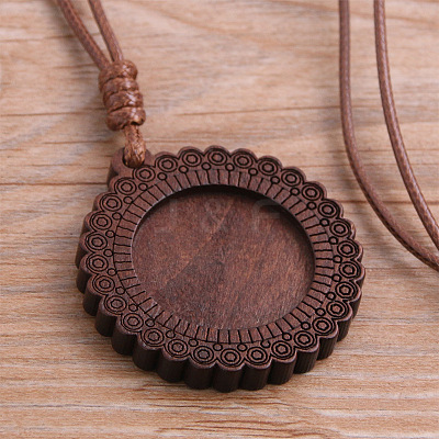 Wood Pendant Cabochons Settings WOOD-H106-26A-04-1