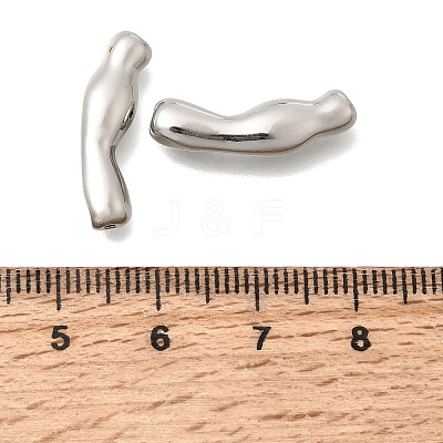 Brass Wavy Curved Tube Beads KK-N289-11P-1