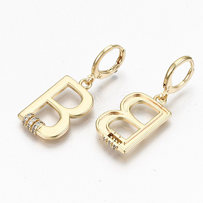 Brass Micro Pave Clear Cubic Zirconia Huggie Hoop Earrings KK-R117-047-NF-1