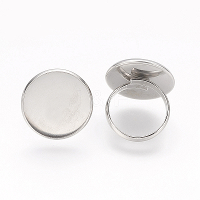Tarnish Resistant Adjustable 304 Stainless Steel Finger Rings Components STAS-L193-P-20mm-1